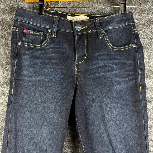 Slink Jeans Womens 4  Curvy Cotton Stretch Pockets Tapered Leg  Dark Wash - Picture 2 of 10